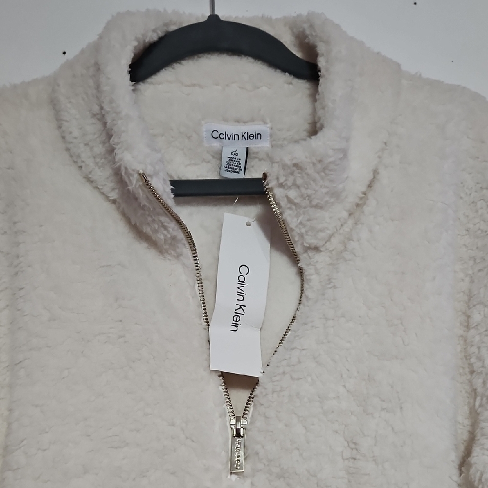 Calvin Klein Cream Fleece Zip-Up - Picture 2 of 8